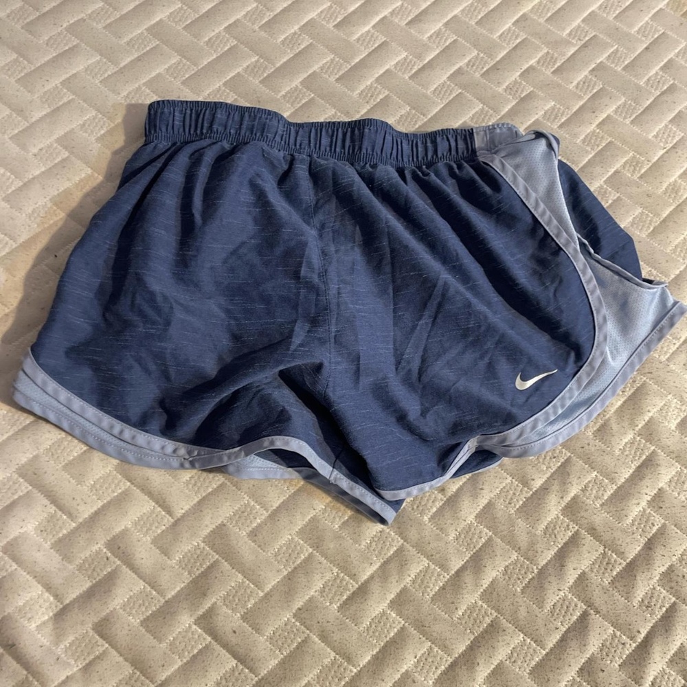 Nike Dri-Fit Navy with Blueish Stripes Designed Active Shorts Medium